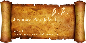 Jovanov Paszkál névjegykártya