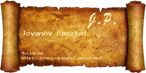 Jovanov Paszkál névjegykártya